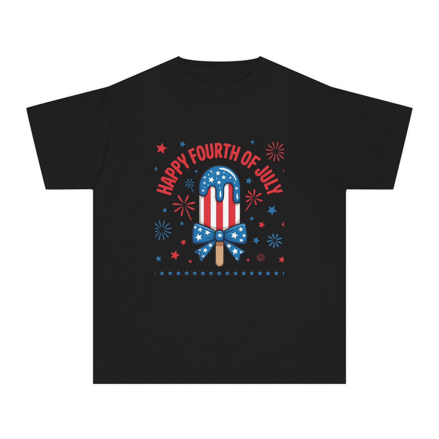 Youth Tee - "Happy Fourth of July" Patriotic Popsicle Kids Shirt