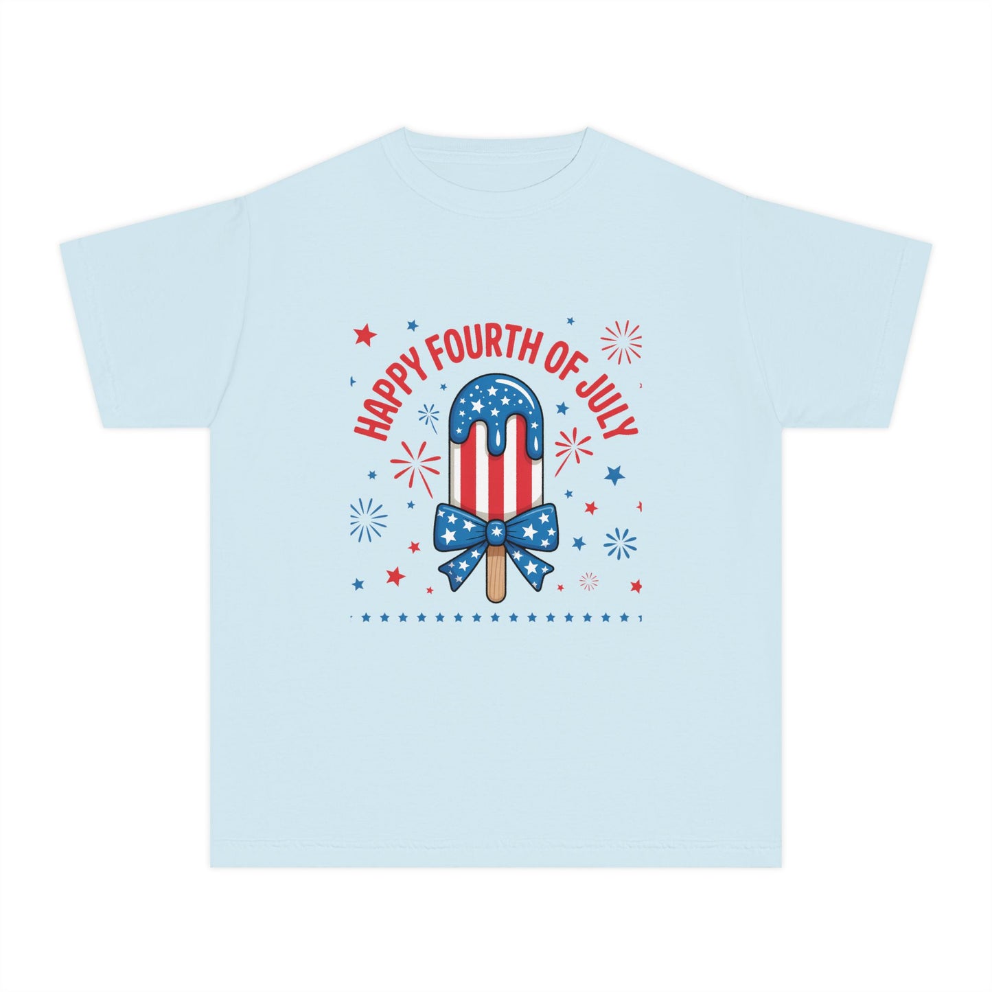 Youth Tee - "Happy Fourth of July" Patriotic Popsicle Kids Shirt
