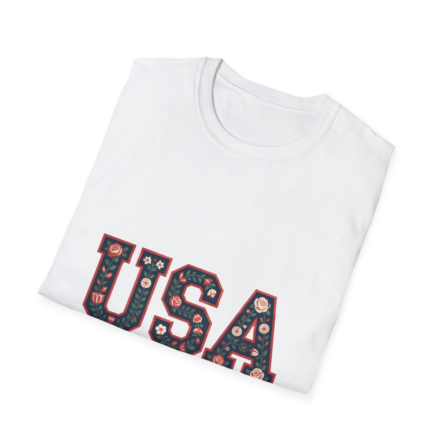 USA Floral Est. 1776 T-Shirt — Patriotic Fourth of July Tee