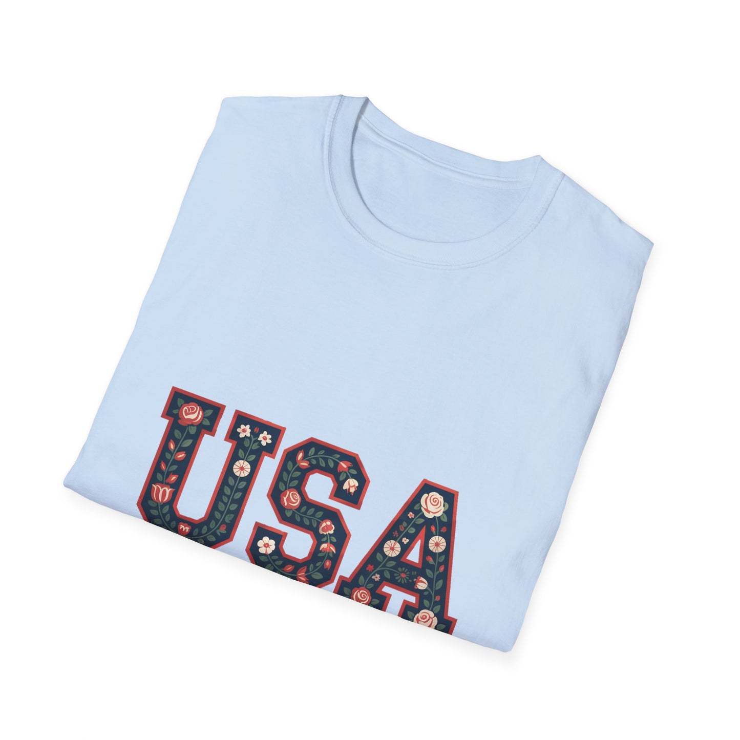 USA Floral Est. 1776 T-Shirt — Patriotic Fourth of July Tee