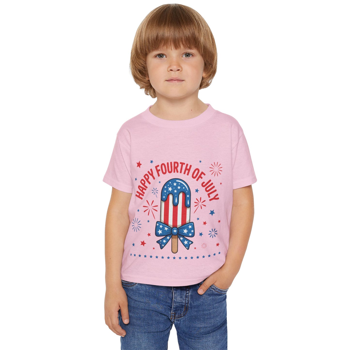 Toddler T-Shirt — "Happy Fourth of July" Patriotic Popsicle Kids Tee