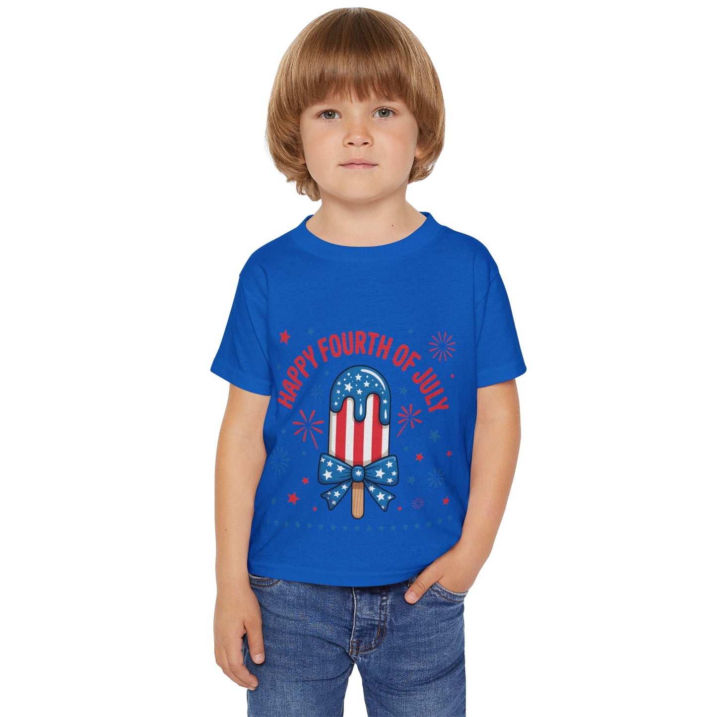 Toddler T-Shirt — "Happy Fourth of July" Patriotic Popsicle Kids Tee