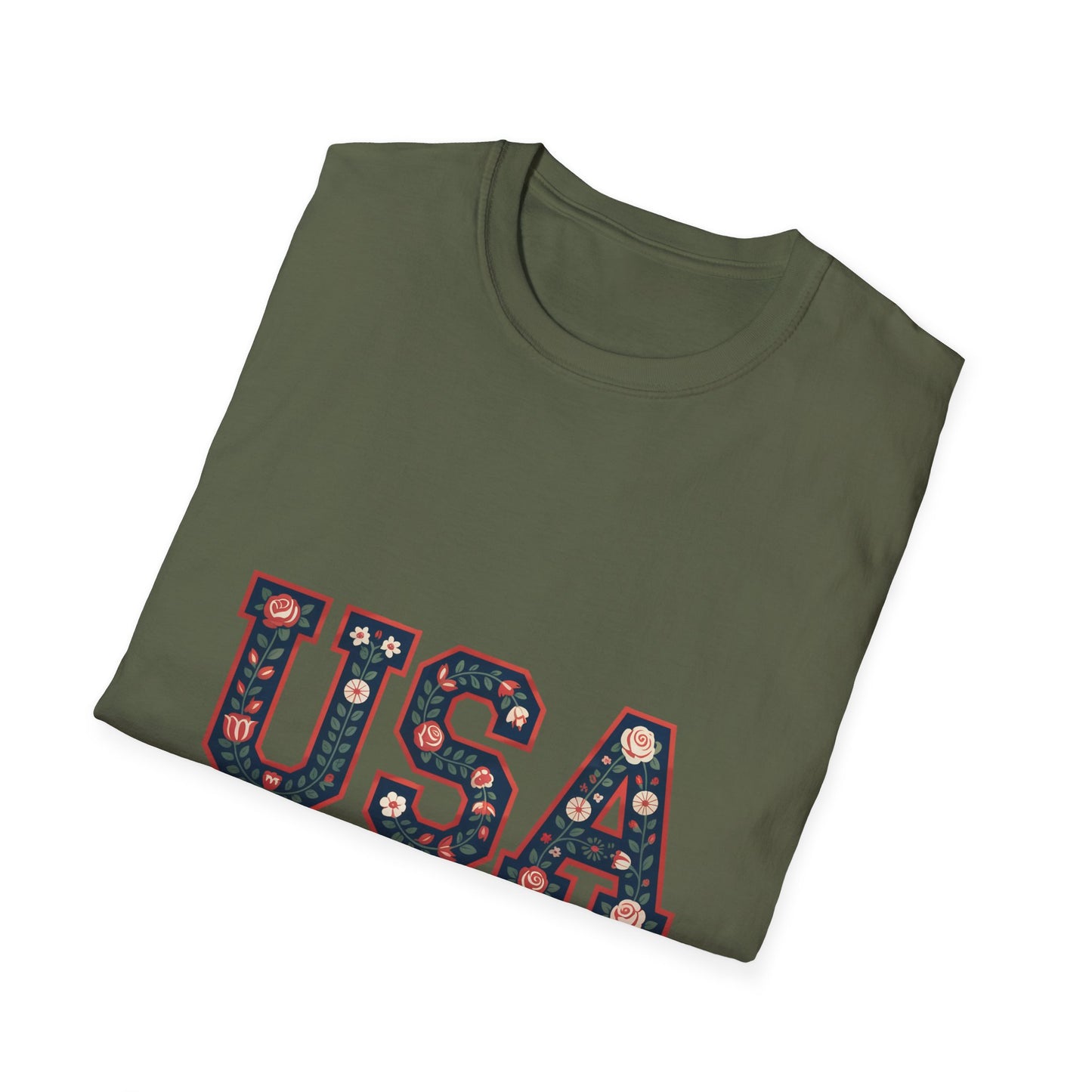 USA Floral Est. 1776 T-Shirt — Patriotic Fourth of July Tee