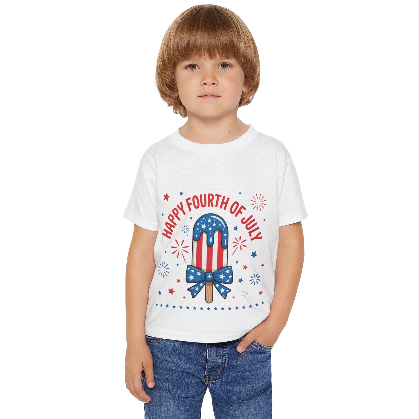 Toddler T-Shirt — "Happy Fourth of July" Patriotic Popsicle Kids Tee