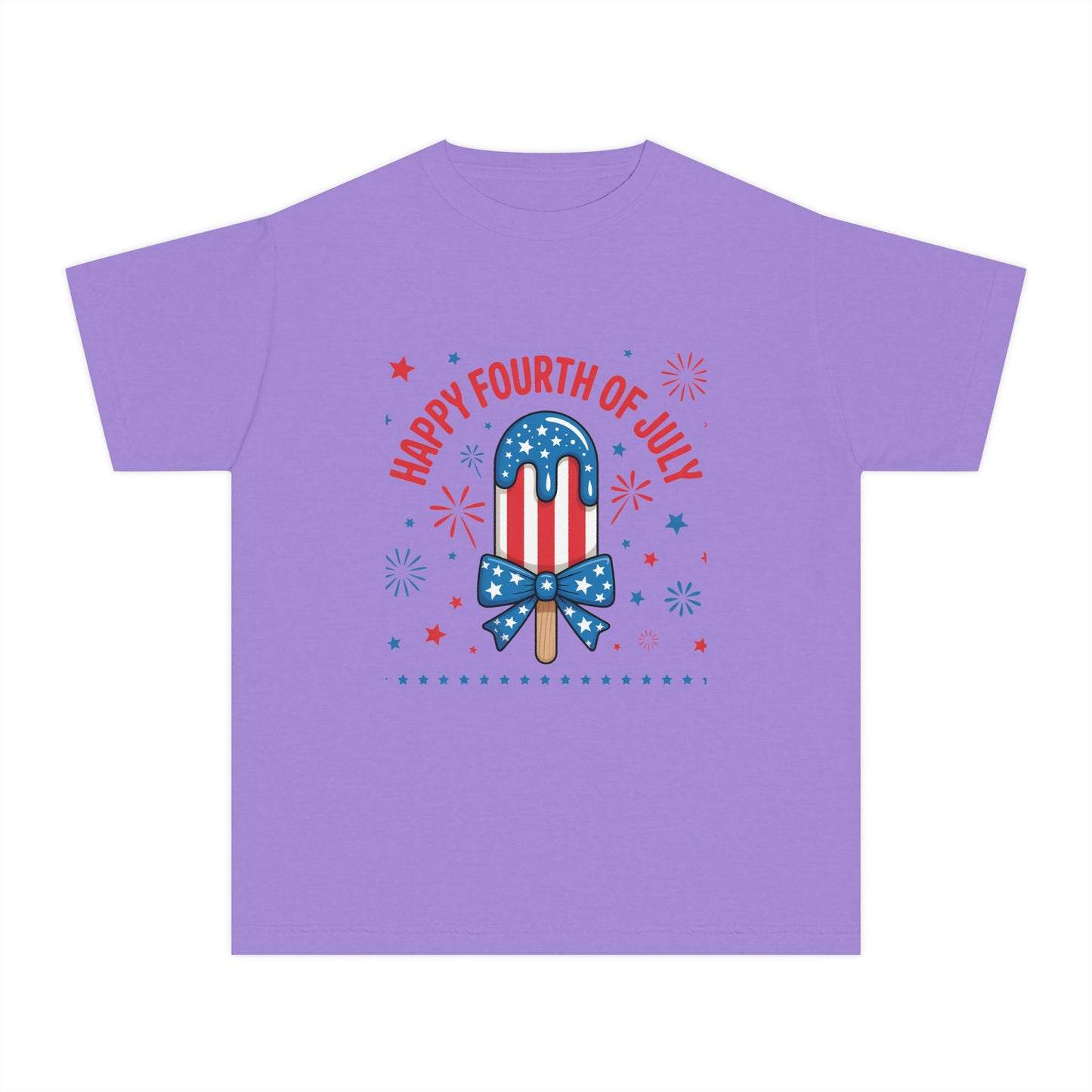Youth Tee - "Happy Fourth of July" Patriotic Popsicle Kids Shirt