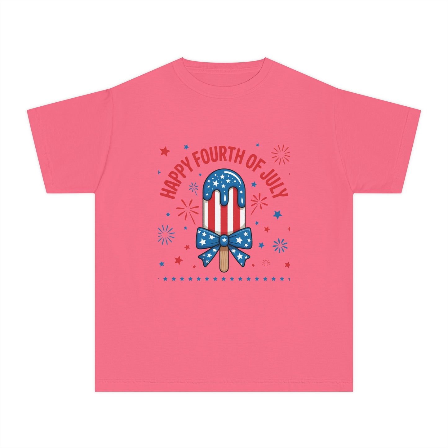 Youth Tee - "Happy Fourth of July" Patriotic Popsicle Kids Shirt
