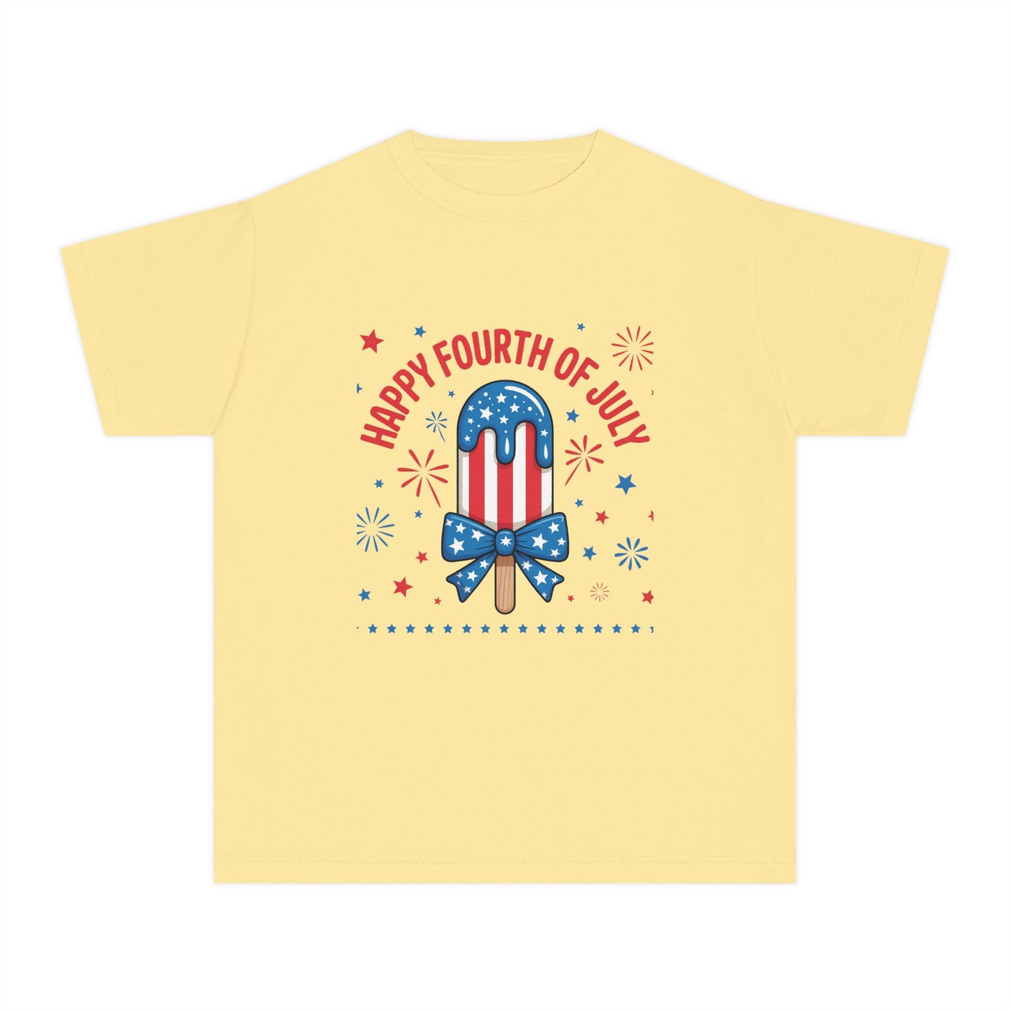 Youth Tee - "Happy Fourth of July" Patriotic Popsicle Kids Shirt