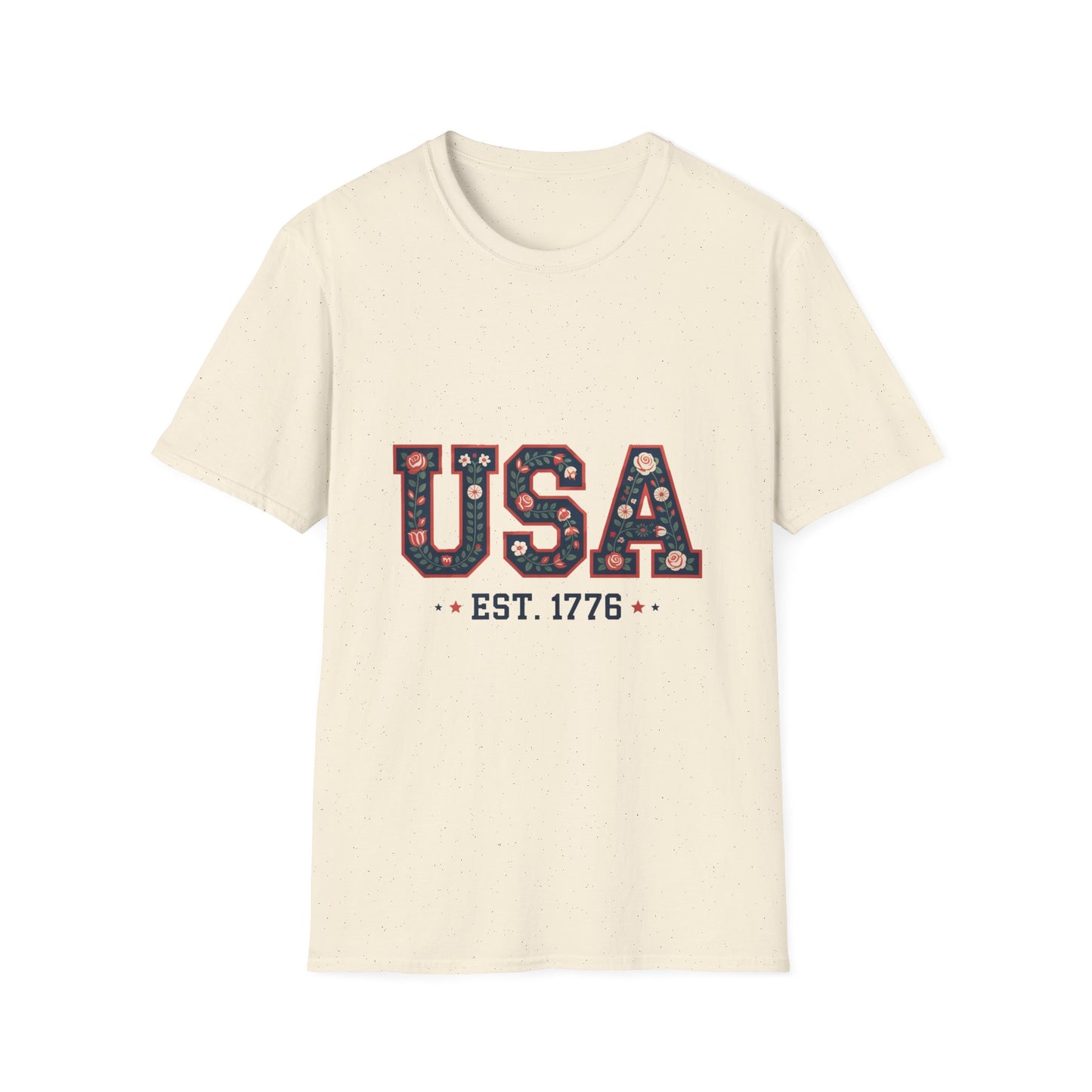 USA Floral Est. 1776 T-Shirt — Patriotic Fourth of July Tee