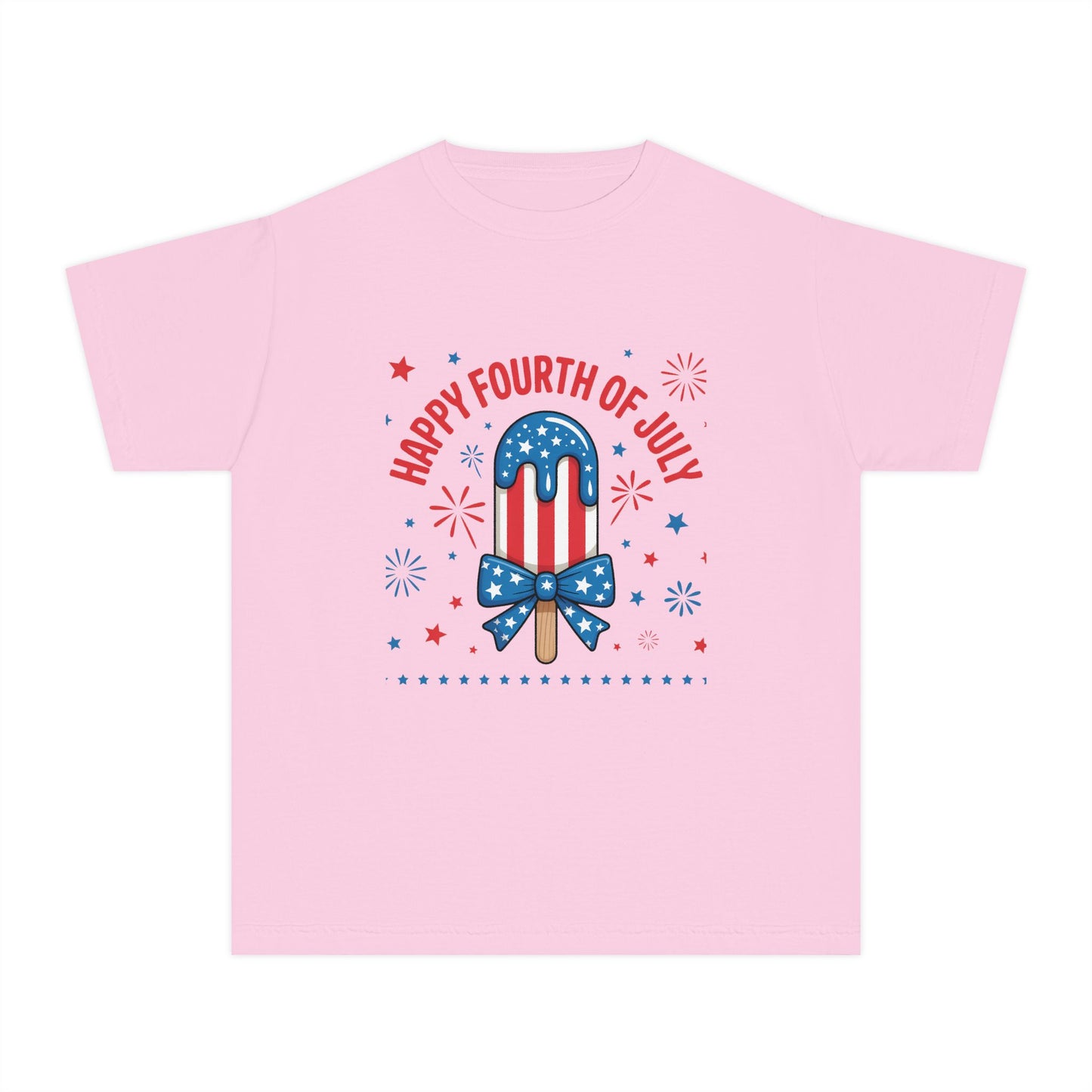 Youth Tee - "Happy Fourth of July" Patriotic Popsicle Kids Shirt