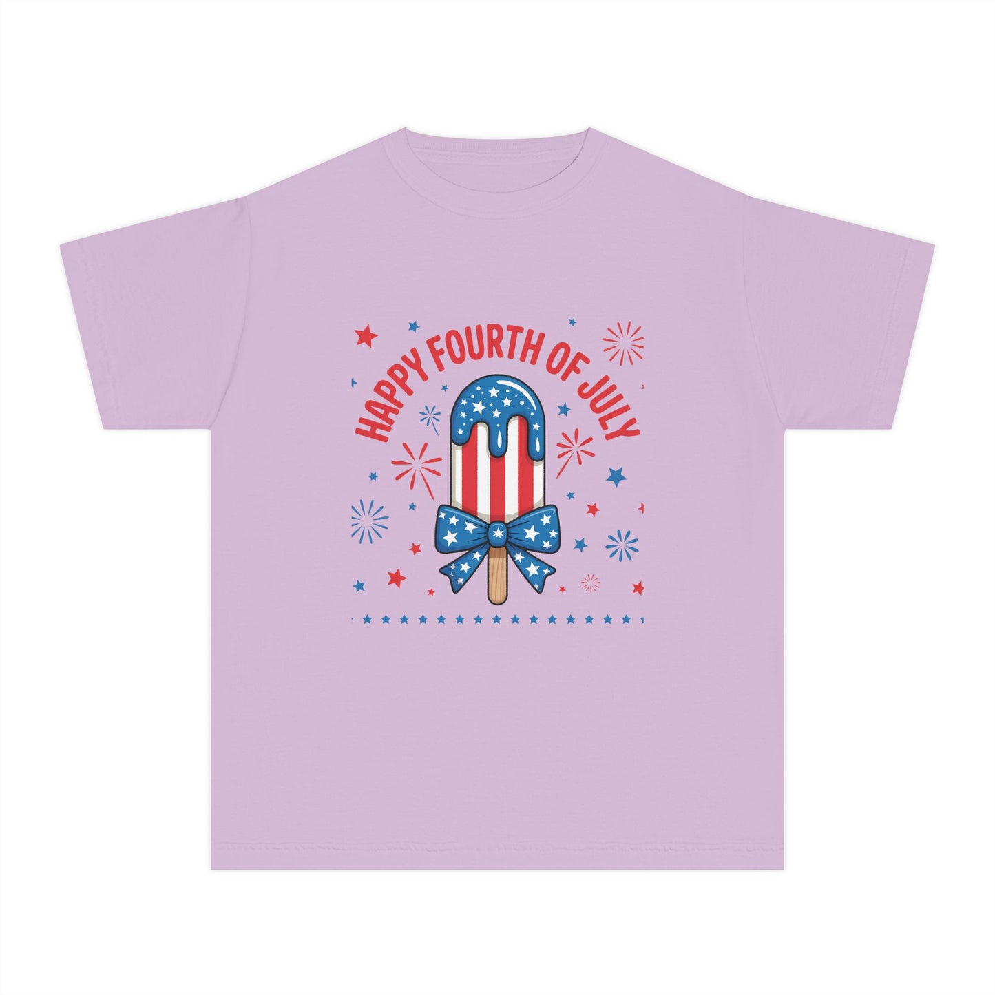 Youth Tee - "Happy Fourth of July" Patriotic Popsicle Kids Shirt