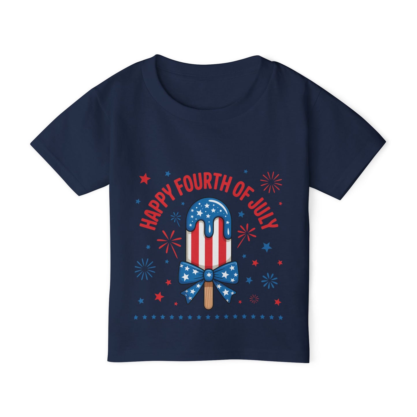 Toddler T-Shirt — "Happy Fourth of July" Patriotic Popsicle Kids Tee