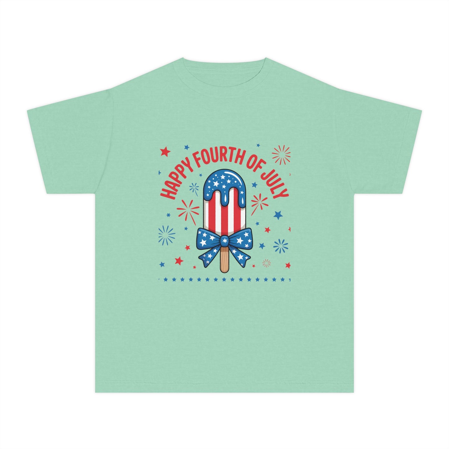 Youth Tee - "Happy Fourth of July" Patriotic Popsicle Kids Shirt