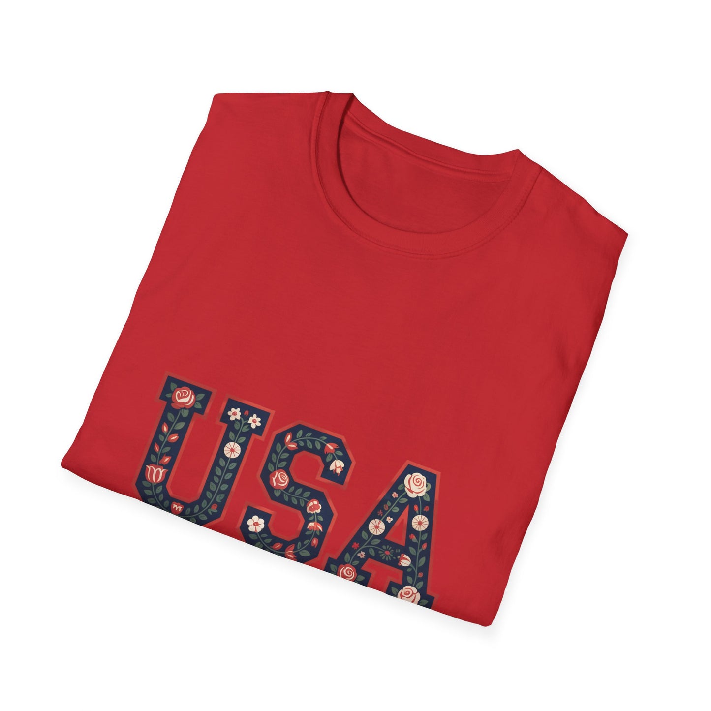 USA Floral Est. 1776 T-Shirt — Patriotic Fourth of July Tee