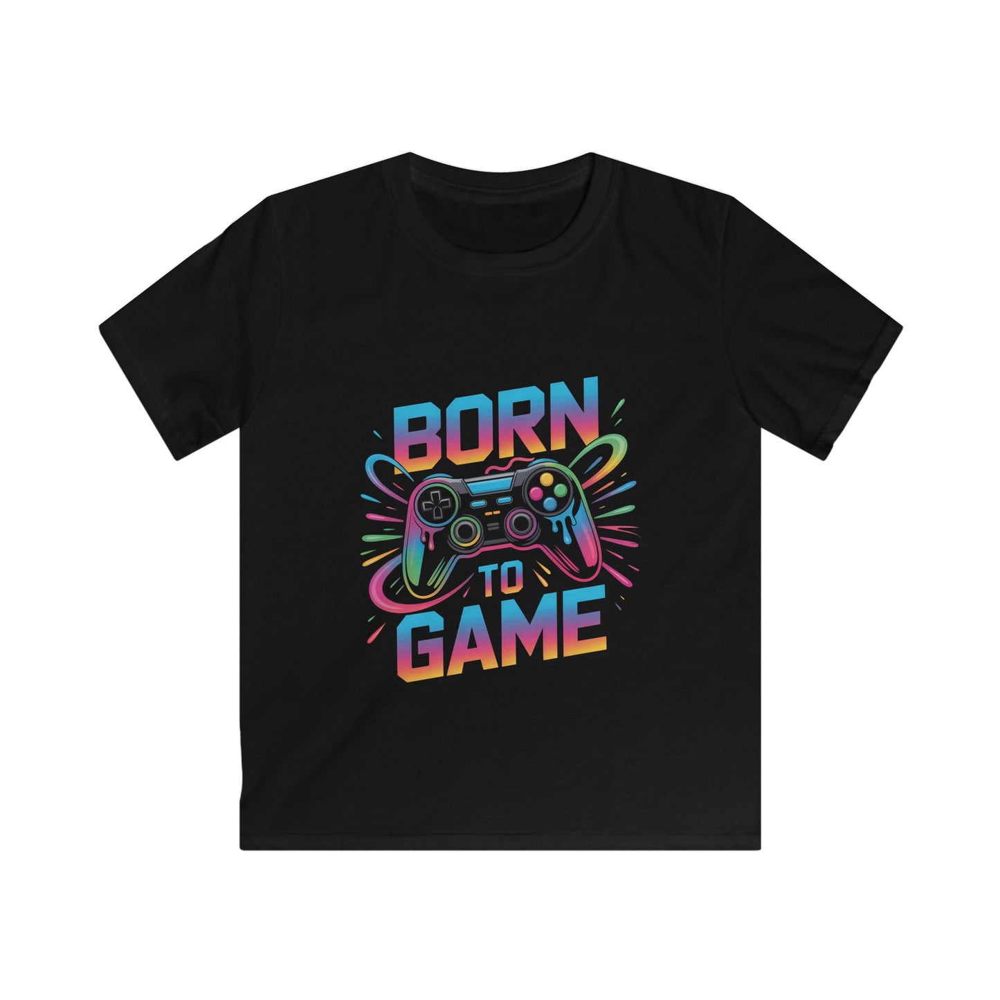 Kids Tee — "Born to Game" Colorful Gamer Controller Graphic