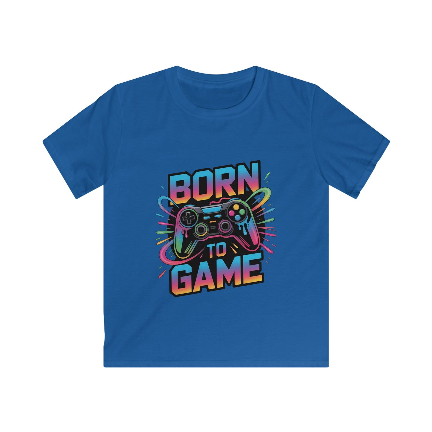 Kids Tee — "Born to Game" Colorful Gamer Controller Graphic