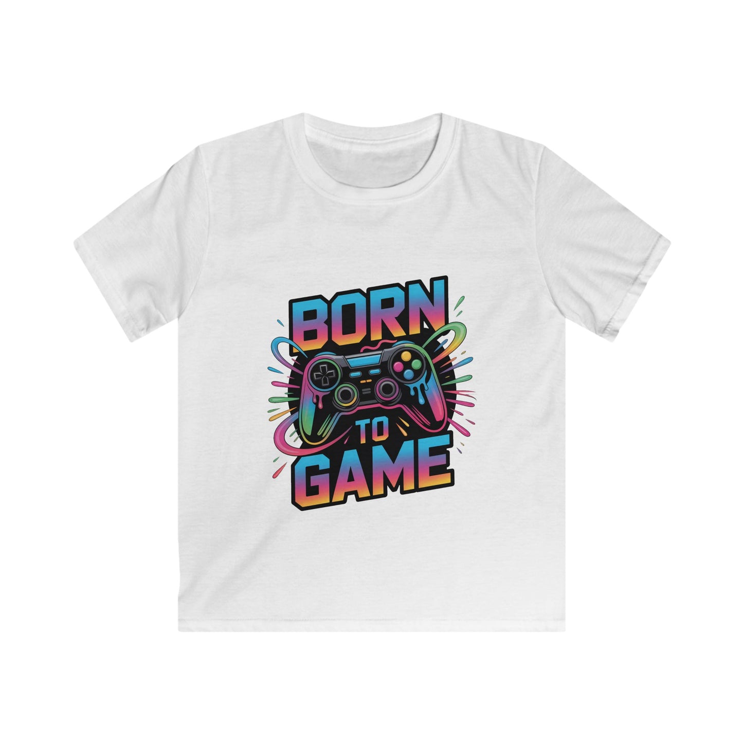 Kids Tee — "Born to Game" Colorful Gamer Controller Graphic