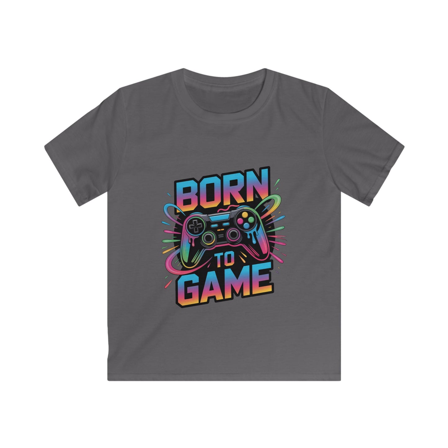 Kids Tee — "Born to Game" Colorful Gamer Controller Graphic