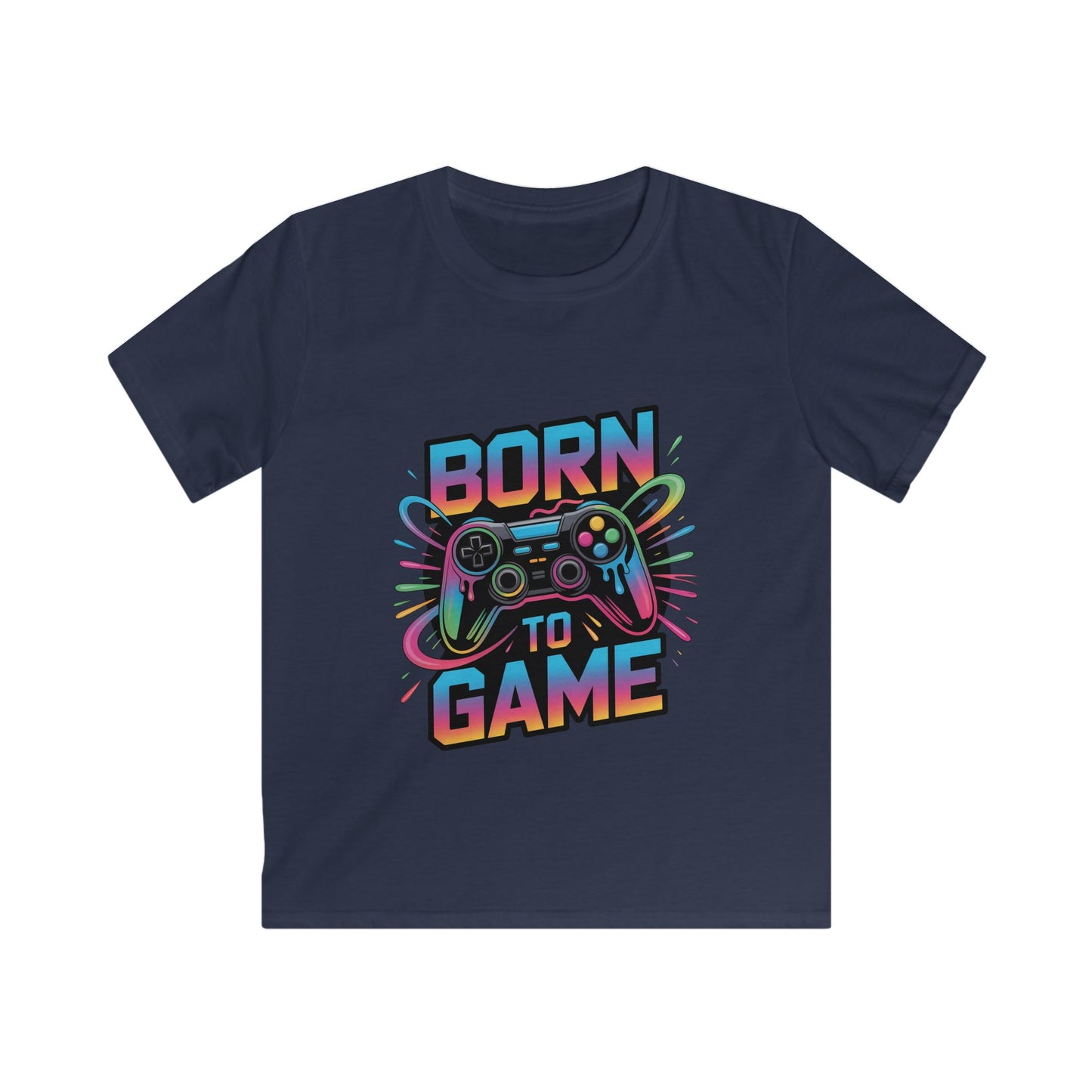 Kids Tee — "Born to Game" Colorful Gamer Controller Graphic