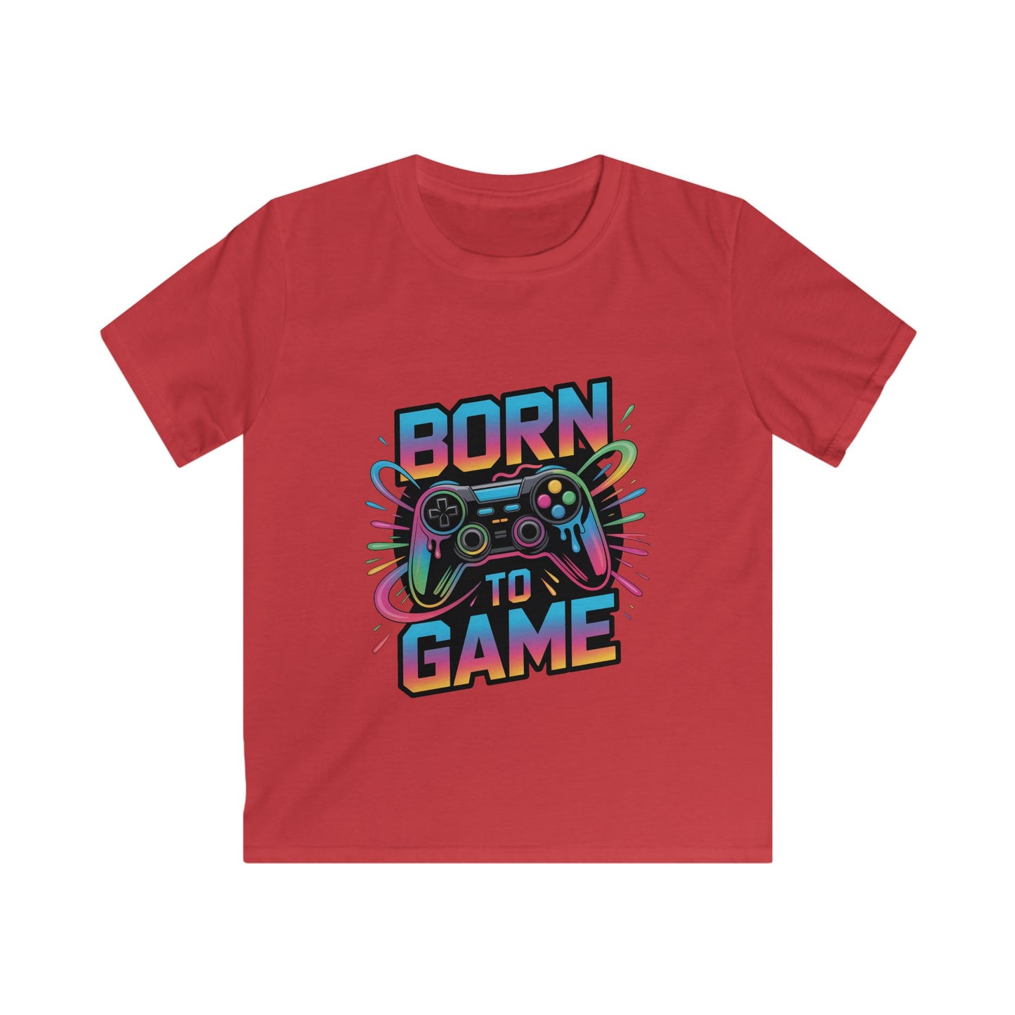 Kids Tee — "Born to Game" Colorful Gamer Controller Graphic