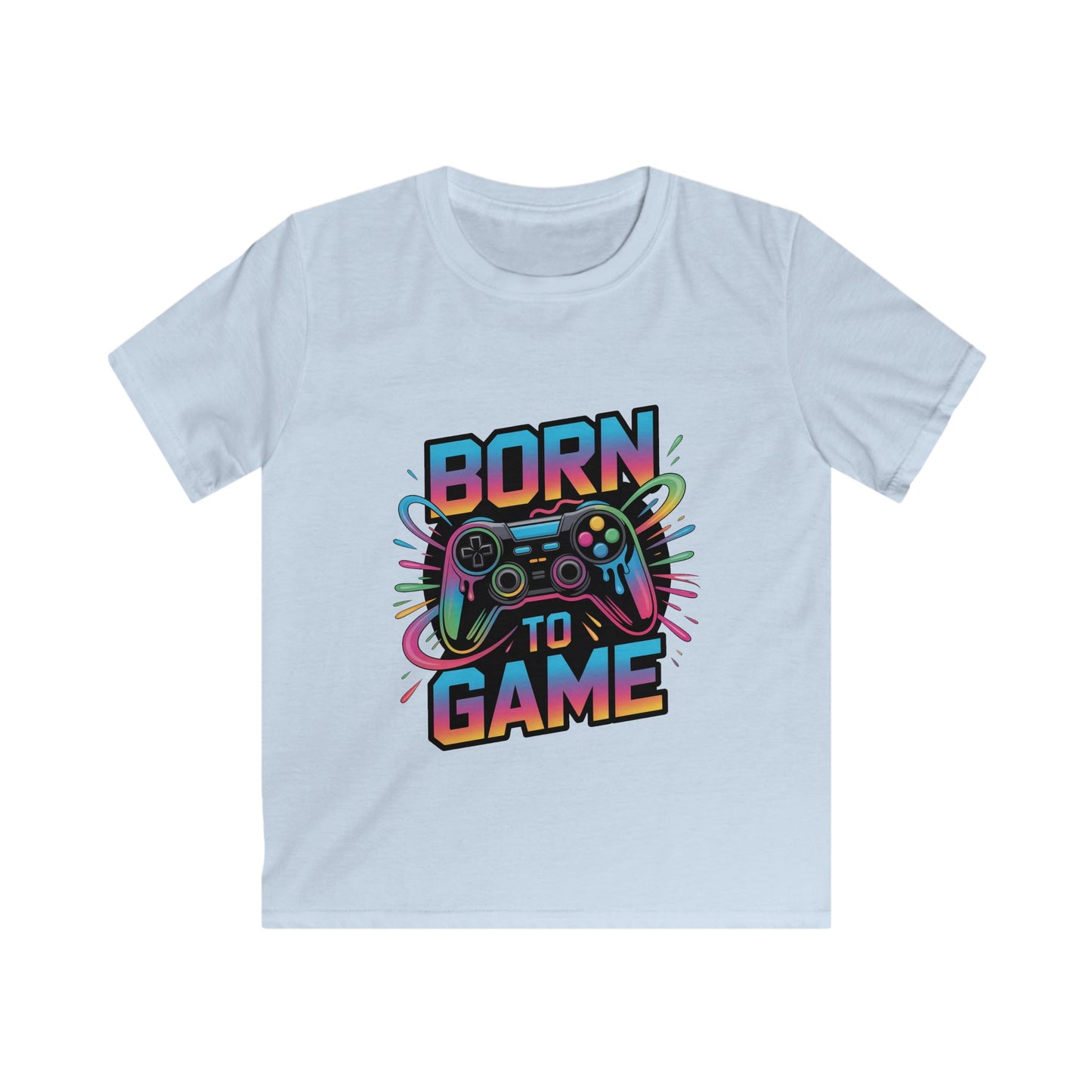 Kids Tee — "Born to Game" Colorful Gamer Controller Graphic