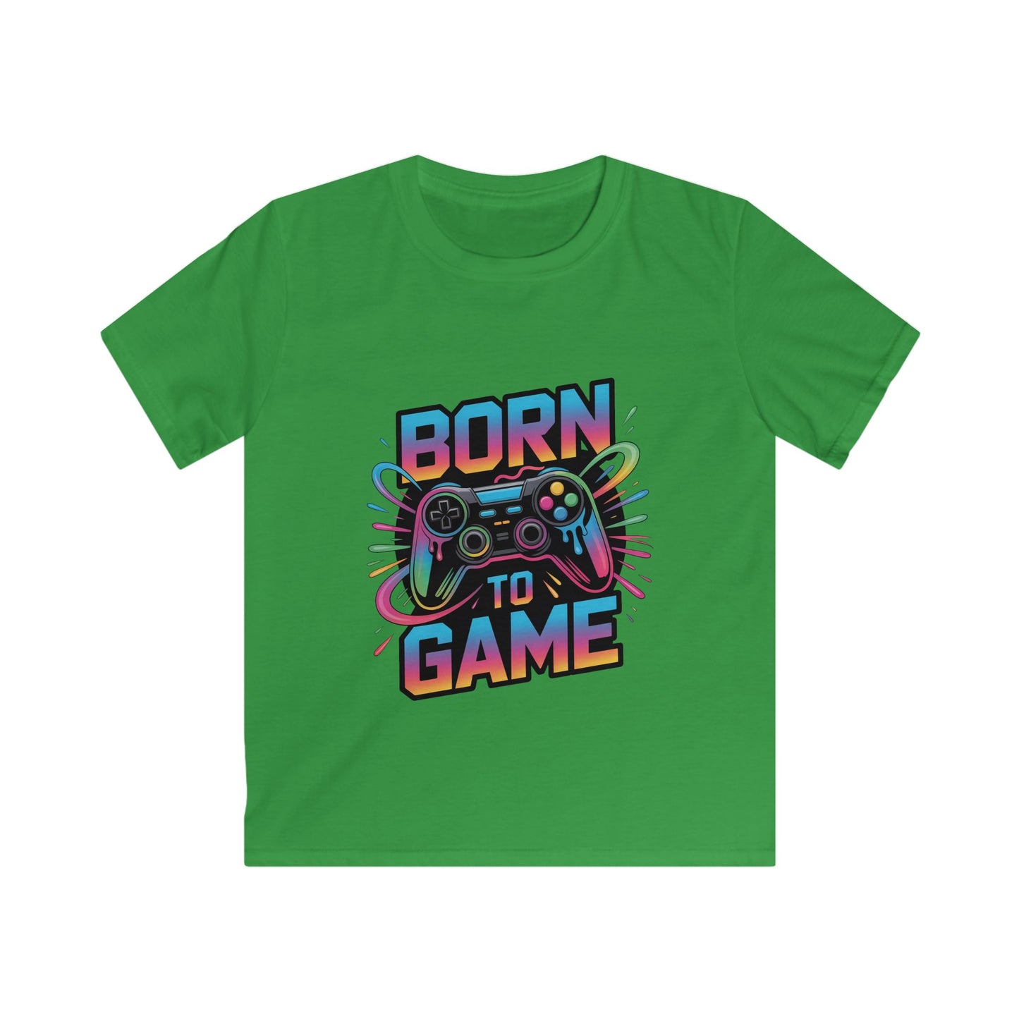 Kids Tee — "Born to Game" Colorful Gamer Controller Graphic