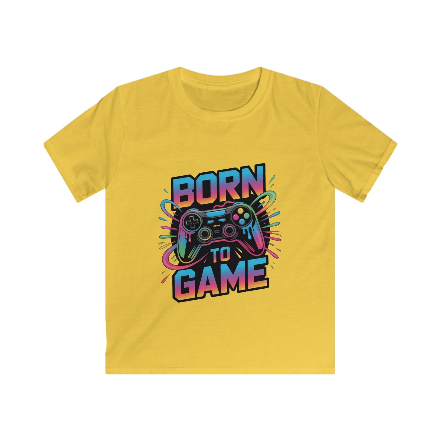Kids Tee — "Born to Game" Colorful Gamer Controller Graphic