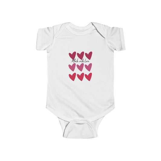 Infant Bodysuit "Made with Love" Heart Graphic