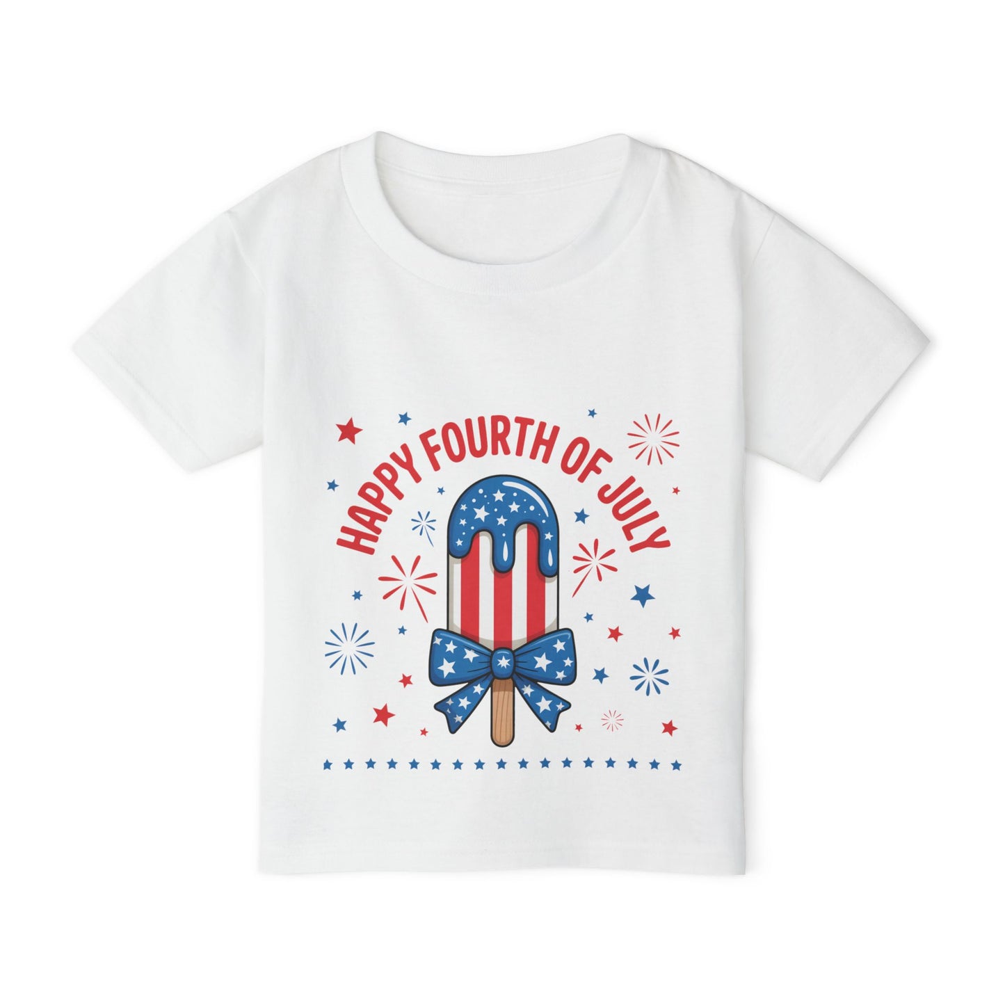 Toddler T-Shirt — "Happy Fourth of July" Patriotic Popsicle Kids Tee