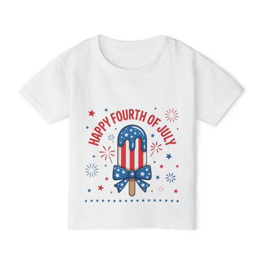 Toddler T-Shirt — "Happy Fourth of July" Patriotic Popsicle Kids Tee