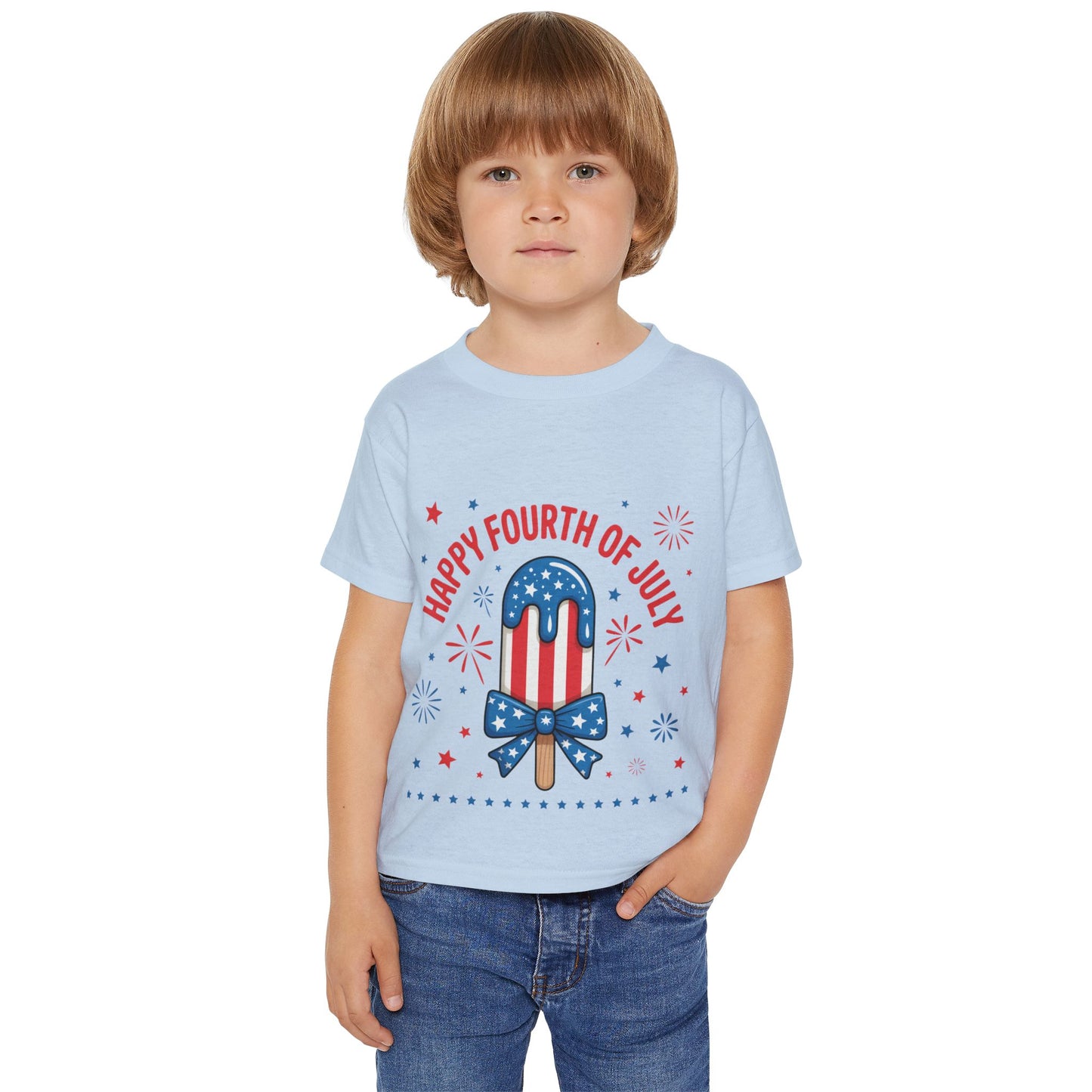 Toddler T-Shirt — "Happy Fourth of July" Patriotic Popsicle Kids Tee